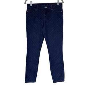 {Club Monaco} Polka Dot X Cross Preppy Mid Rise Skinny Stretch Denim Jeans